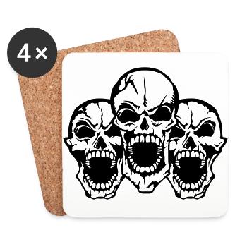 skull skull open mouth group - Coasters (set of 4) - white - Front
