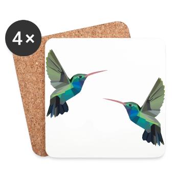 Colibri oiseau oiseaux polygone perruche cadeau - Dessous de verre (lot de 4) - blanc - Devant