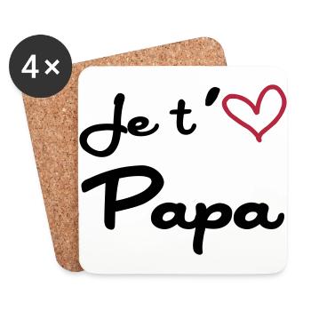 Je t'aime Papa / Naissance / Bébé / Fête des Pères - Dessous de verre (lot de 4) - blanc - Devant