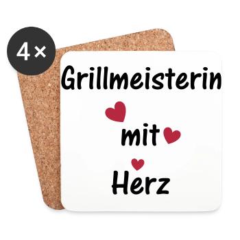 Grillmeisterin mit Herz - Untersetzer (4er-Set) - Weiß - Vorne