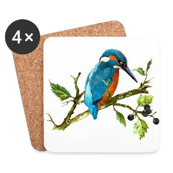 Eisvogel Vogel - Untersetzer (4er-Set) - Weiß - Vorne