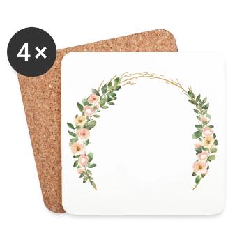 Personlisierbar flowers bow roses - Coasters (set of 4) - white - Front