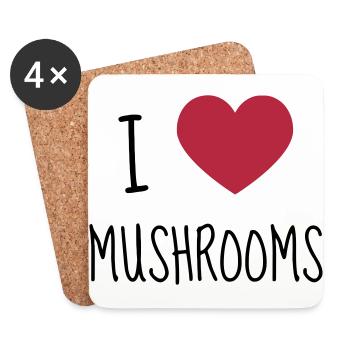 Chasse aux champignons / Champignon / Cueillette - Dessous de verre (lot de 4) - blanc - Devant