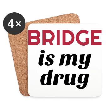 bridge / bridgeur / bridgeuse / cartes - Dessous de verre (lot de 4) - blanc - Devant