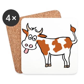 vache drôle - Dessous de verre (lot de 4) - blanc - Devant
