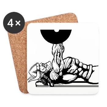 Salle de musculation Vikings Viking Bodybuilder - Dessous de verre (lot de 4) - blanc - Devant