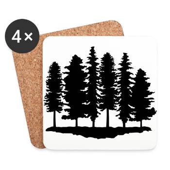 Wald, Bäume, Baum - Untersetzer (4er-Set) - Weiß - Vorne