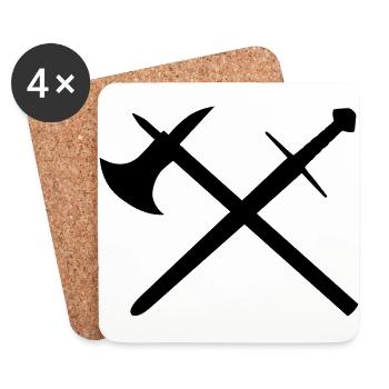 Sword and ax - Coasters (set of 4) - white - Front
