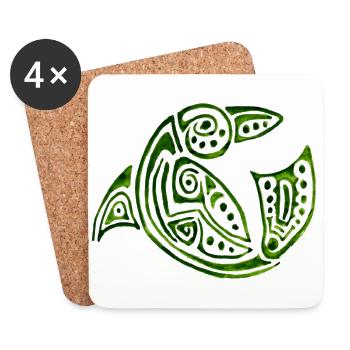 dauphin vert - Dessous de verre (lot de 4) - blanc - Devant