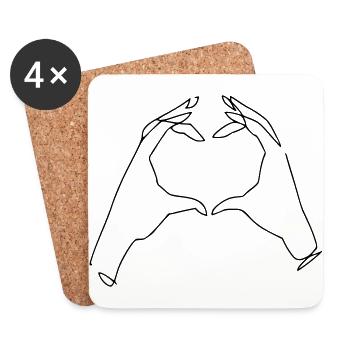 Heart Hand - Coasters (set of 4) - white - Front