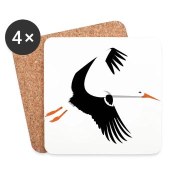 Storch im Flug - Untersetzer (4er-Set) - Weiß - Vorne