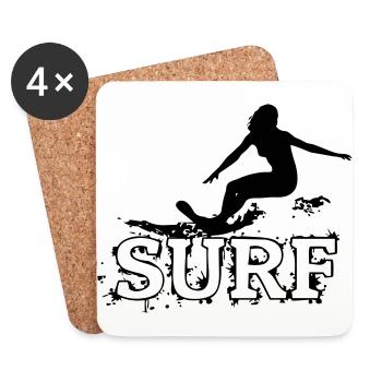 surfer - Coasters (set of 4) - white - Front