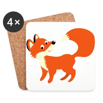 Fox - schlauer Fuchs zur Einschulung - Untersetzer (4er-Set) - Weiß - Vorne