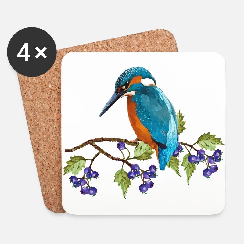 Bunter Vogel - Untersetzer (4er-Set) - Weiß