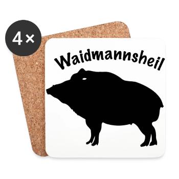 Waidmannsheil Sau schwarz - Untersetzer (4er-Set) - Weiß - Vorne