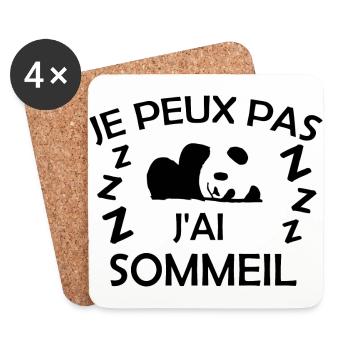 Je peux pas j'ai Sommeil - Dessous de verre (lot de 4) - blanc - Devant