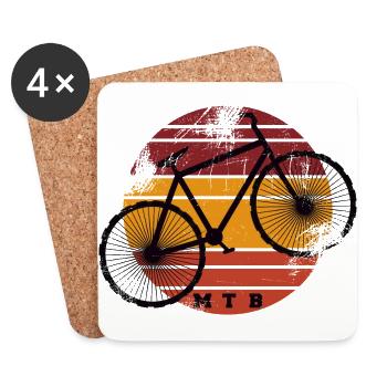 VTT Vélo VTT Vintage Circle Black - Dessous de verre (lot de 4) - blanc - Devant