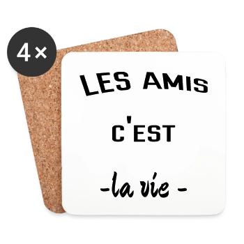 Les amis c'est la vie , idée cadeau pour ami - Dessous de verre (lot de 4) - blanc - Devant