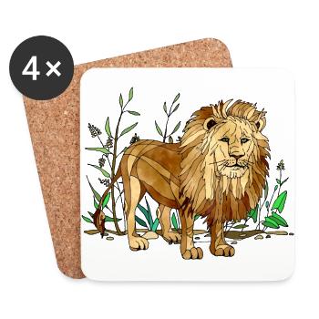 Lion - Dessous de verre (lot de 4) - blanc - Devant