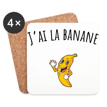 J'ai la banane, j'ai la forme, humour - Dessous de verre (lot de 4) - blanc - Devant