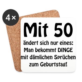 D00330 Mit 50 ändert sich nur eines - Untersetzer (4er-Set) - Weiß - Vorne