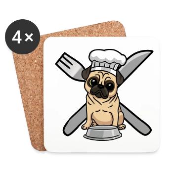 Pug life dog dogs cook hungry - Coasters (set of 4) - white - Front
