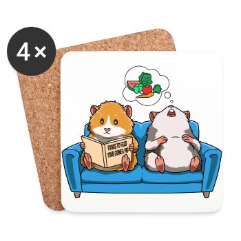 Meerschweinchen Sofa Lesen Träumen Futter - Untersetzer (4er-Set) - Weiß - Vorne