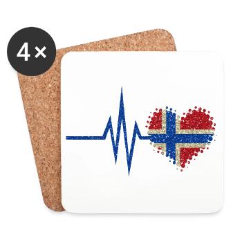 My heart beats for Norway - heart glitter - Coasters (set of 4) - white - Front