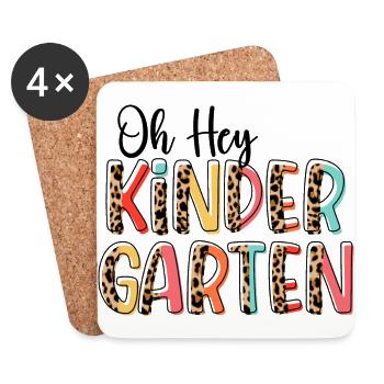 Leopard Print - Oh Hey KINDERGARTEN - Untersetzer (4er-Set) - Weiß - Vorne