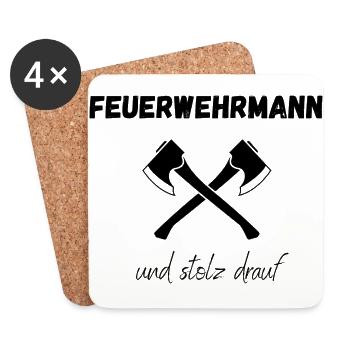 Feuerwehrmann und stolz drauf - Untersetzer (4er-Set) - Weiß - Vorne