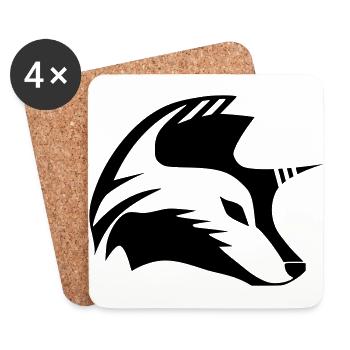 Einhorn Fuchs Silhouette Logo, Mystic Tier Design - Untersetzer (4er-Set) - Weiß - Vorne