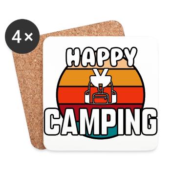 Viel Spaß beim Campen - Untersetzer (4er-Set) - Weiß - Vorne