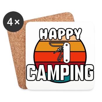 Viel Spaß beim Campen - Untersetzer (4er-Set) - Weiß - Vorne