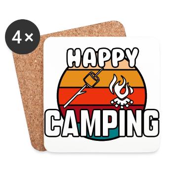 Viel Spaß beim Campen - Untersetzer (4er-Set) - Weiß - Vorne