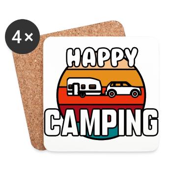 Viel Spaß beim Campen - Untersetzer (4er-Set) - Weiß - Vorne