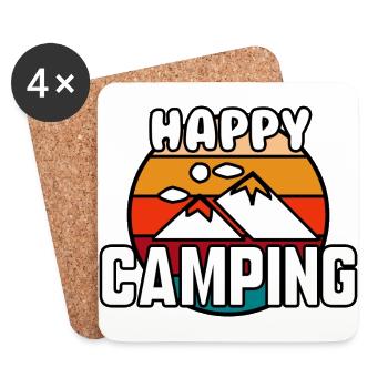 Viel Spaß beim Campen - Untersetzer (4er-Set) - Weiß - Vorne