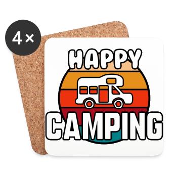 Happy camping - Coasters (set of 4) - white - Front