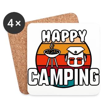 Viel Spaß beim Campen - Untersetzer (4er-Set) - Weiß - Vorne