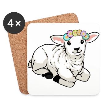 Happy Easter Lamb Sheep Easter Greetings Children - Coasters (set of 4) - white - Front