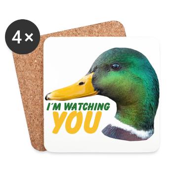 Canard - Je te regarde - Dessous de verre (lot de 4) - blanc - Devant