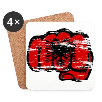 Albania flag hand fist used - Coasters (set of 4) - white - Front