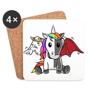 Einhorn Dark Dämon Engel Teufel Satanisch Fabel - Untersetzer (4er-Set) - Weiß - Vorne