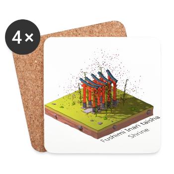 Geometric low poly Fushimi Inari-taisha - Coasters (set of 4) - white - Front