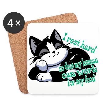 Eine liegende, ruhende Katze. Ein faules Haustier. - Untersetzer (4er-Set) - Weiß - Vorne