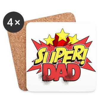 Super papa Popart Meilleur papa Meilleur papa - Dessous de verre (lot de 4) - blanc - Devant