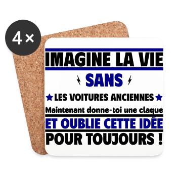 imagine la vie sans les voitures anciennes - Dessous de verre (lot de 4) - blanc - Devant