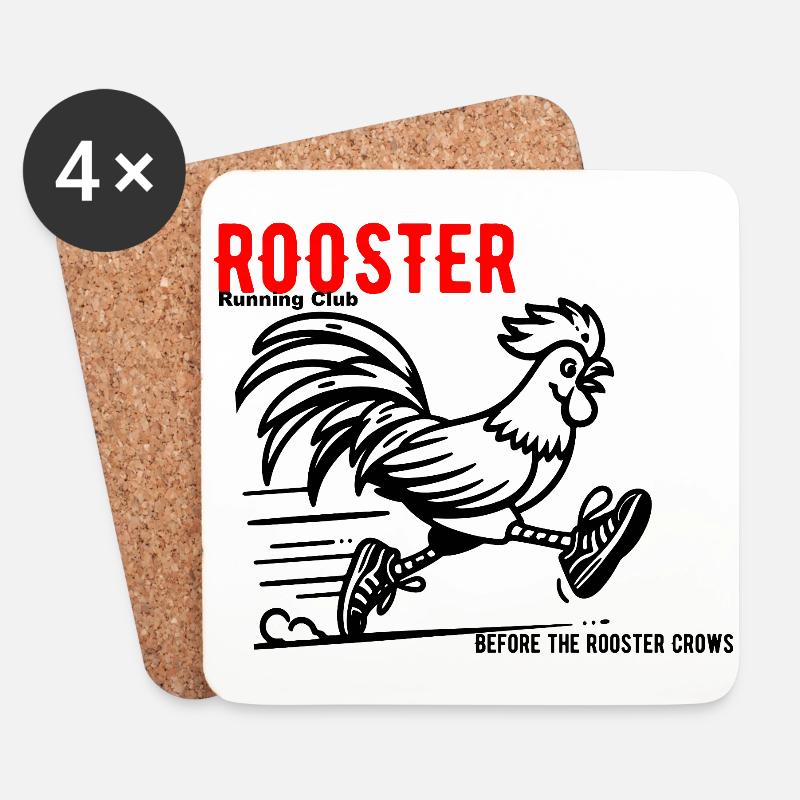 Rooster running club 1 - Untersetzer (4er-Set) - Weiß