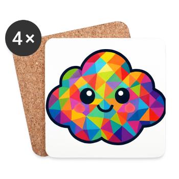 WPAP Polygon Kawaii Stil Baby Wolke - Untersetzer (4er-Set) - Weiß - Vorne