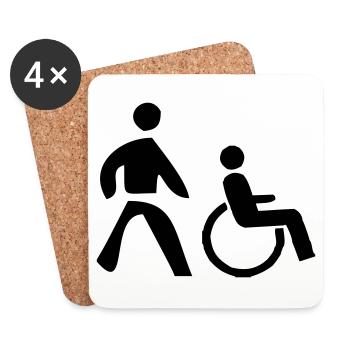 Rollstuhl - wheelchair - Untersetzer (4er-Set) - Weiß - Vorne
