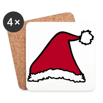 Chapeau de Père Noël - Dessous de verre (lot de 4) - blanc - Devant